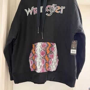 Wrangler Black Hoodie with Pink & Orange Snake Accent
